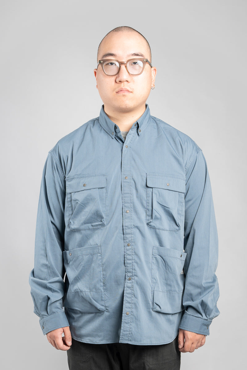 Takibi Ripstop Camp Shirt - Blue – Tempest Works