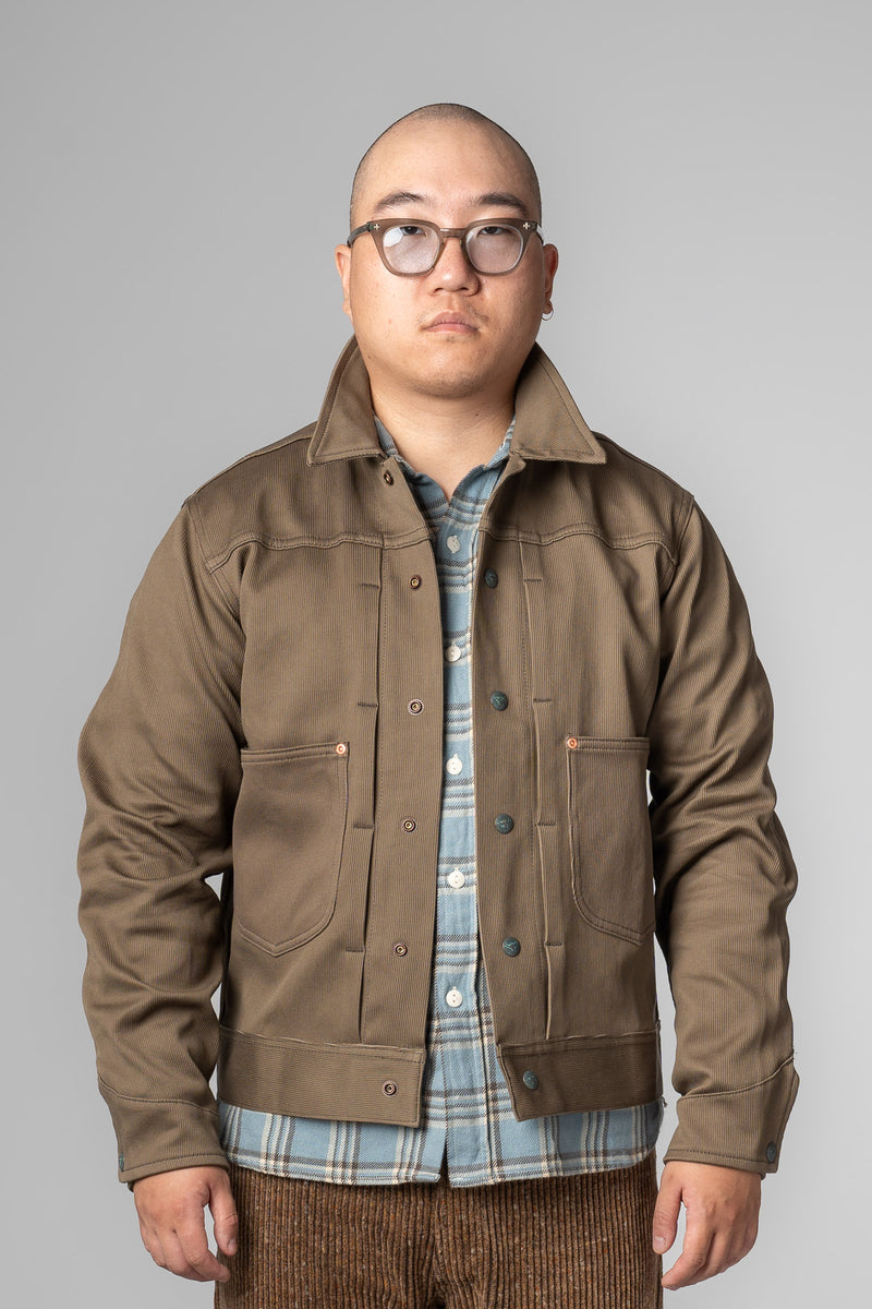 Cotton Bedford Two-Pocket Ranch Jacket - Faded Olive Green