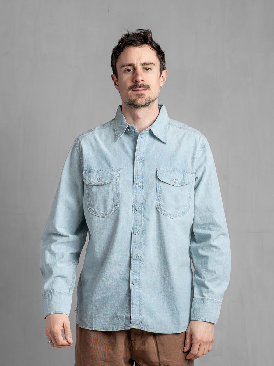 Chambray Work Shirt - Sun Faded Indigo Blue – Tempest Works