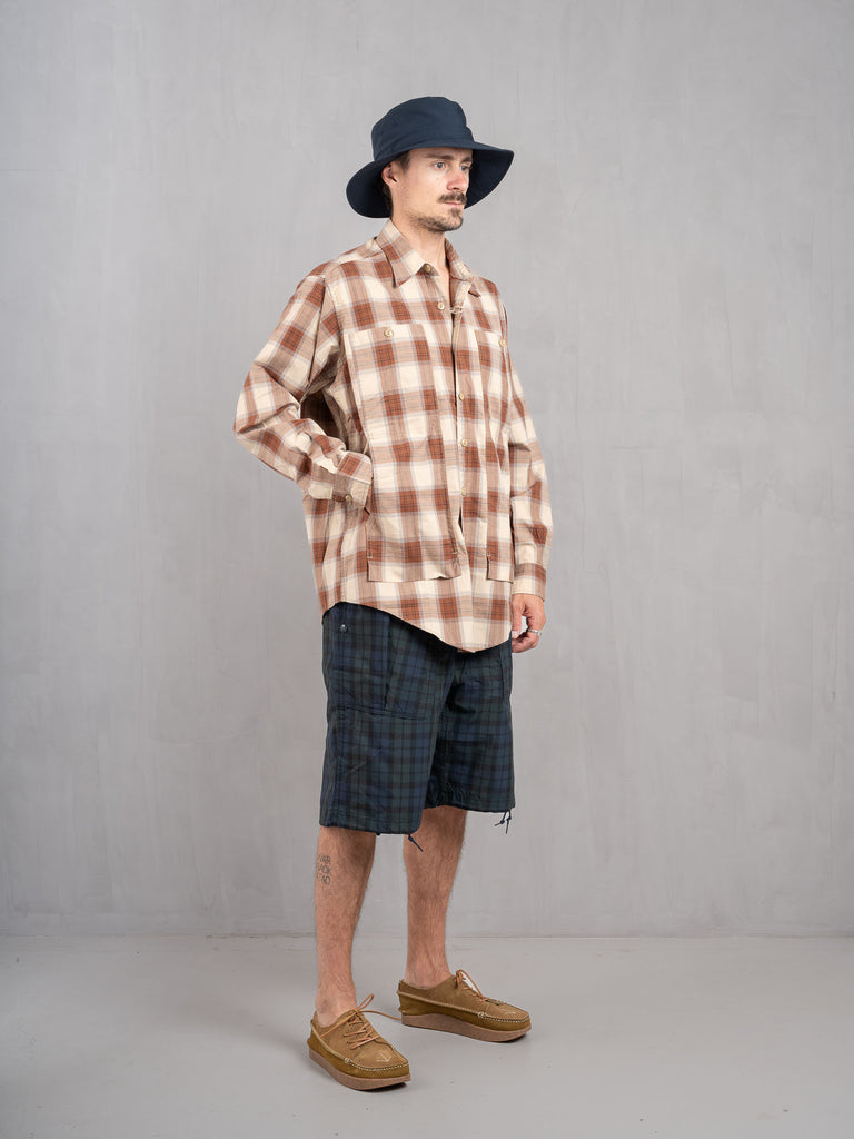 Feel Sun Half Cotton Shirt - Beige Check