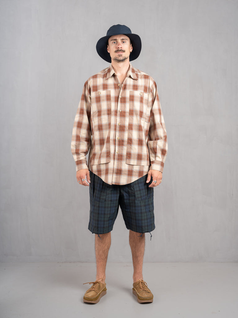 Feel Sun Half Cotton Shirt - Beige Check